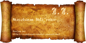 Nuszbaum Nándor névjegykártya